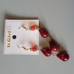 It Girl Gold Tone, Red & Rhinestones Earrings
